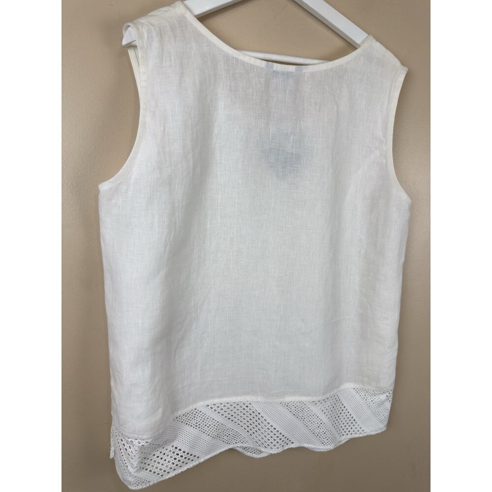 NWT Chesca Women’s White Sleeveless Scoop Neck Top Size 3 Resort Coastal Beach - Picture 5 of 10